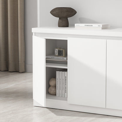 White Particle Board Sideboard for Dining Room Storage