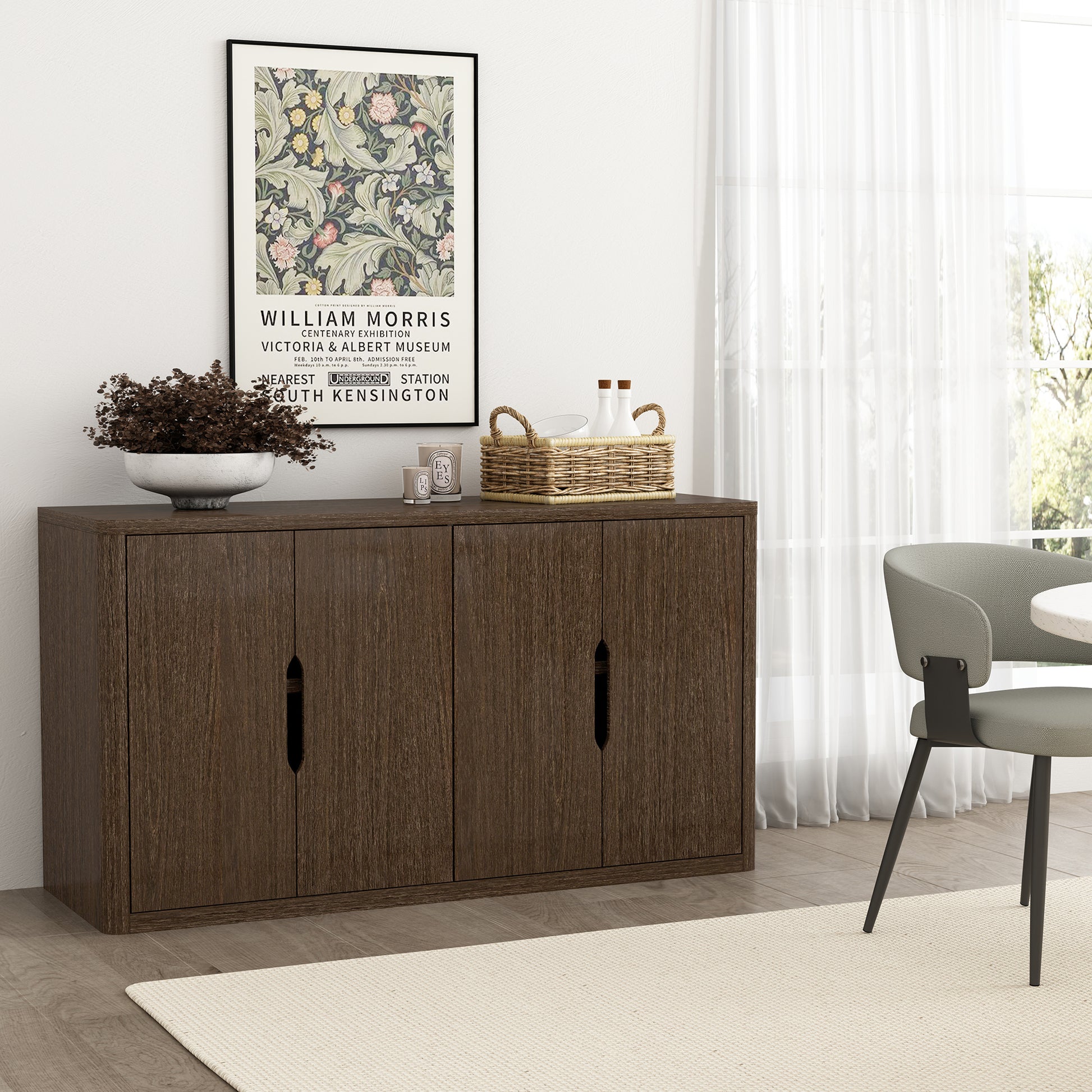 Walnut Sideboard Buffet - 60.1" Storage Server