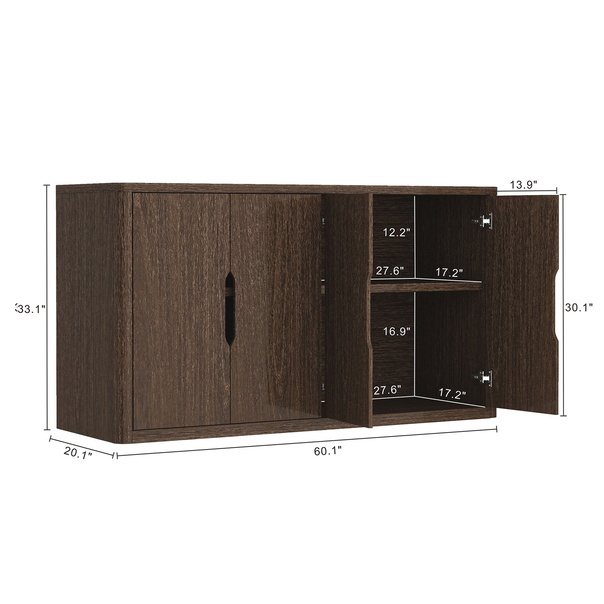 Walnut Sideboard Buffet - 60.1" Storage Server