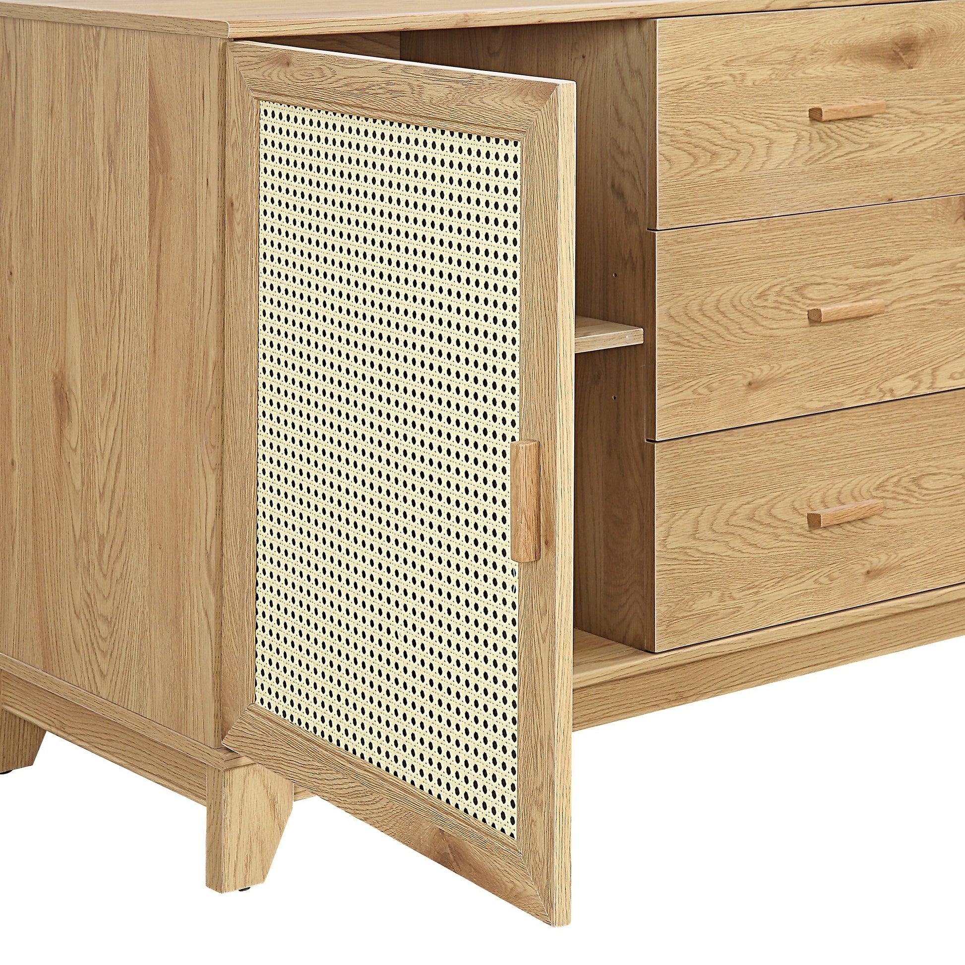 Natural MDF Cane Sideboard - Dining Room Storage