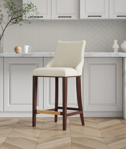 Ivory Wood Barstool - Kitchen Bar Height Seat for Living Room