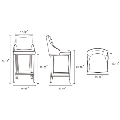 Ivory Wood Barstool - Kitchen Bar Height Seat for Living Room
