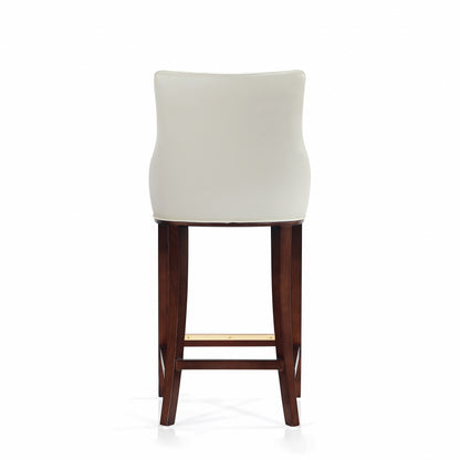 Ivory Wood Barstool - Kitchen Bar Height Seat for Living Room