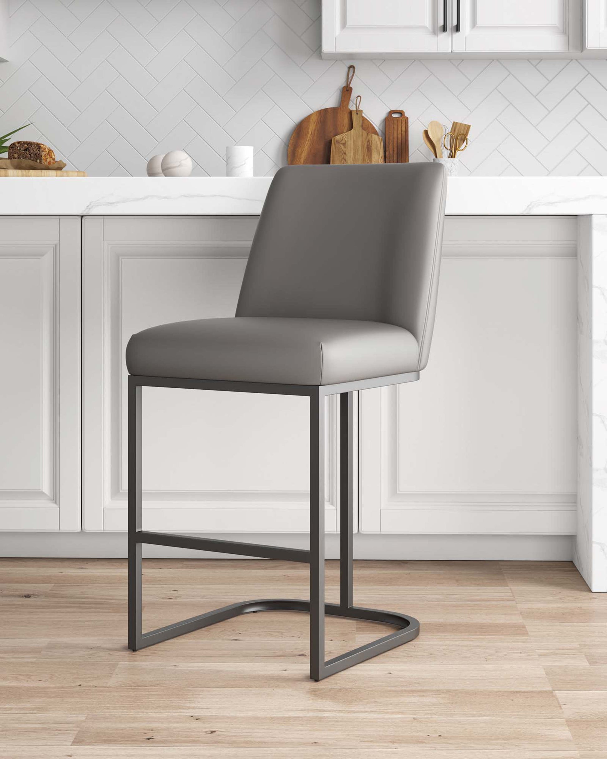 Taupe Leatherette Counter Stool - Bar & Kitchen Seat
