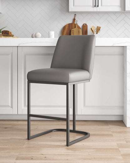 Taupe Leatherette Counter Stool - Bar & Kitchen Seat