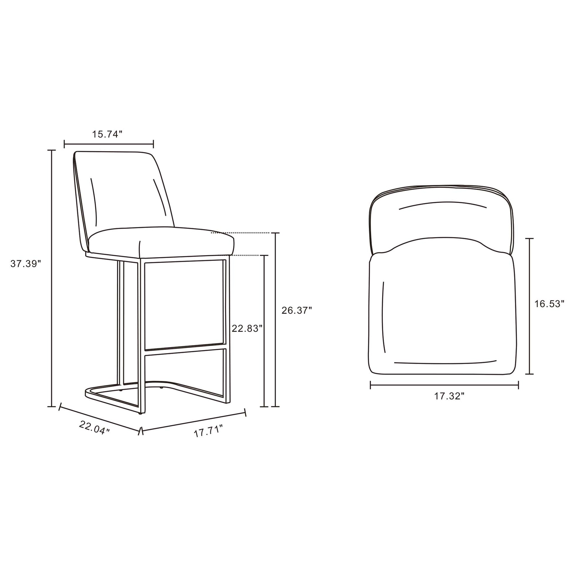 Taupe Leatherette Counter Stool - Bar & Kitchen Seat