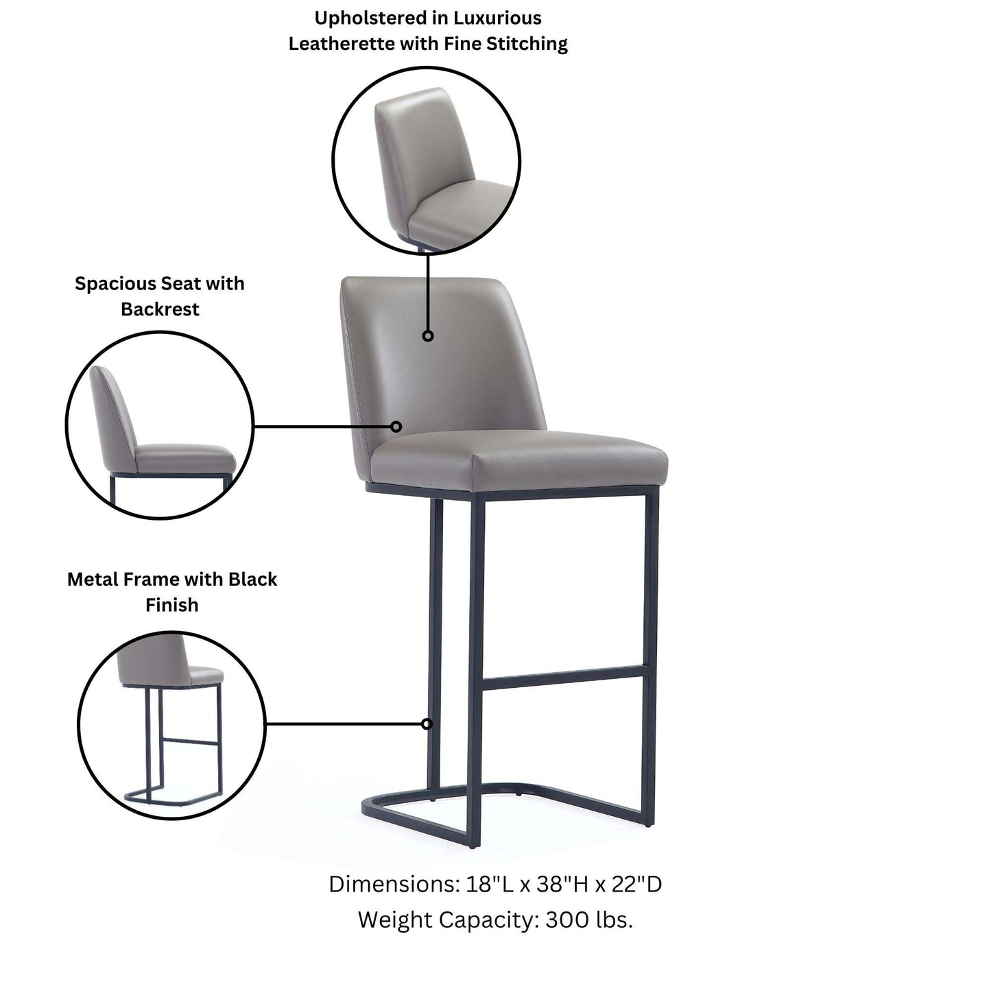 Taupe Leatherette Counter Stool - Bar & Kitchen Seat