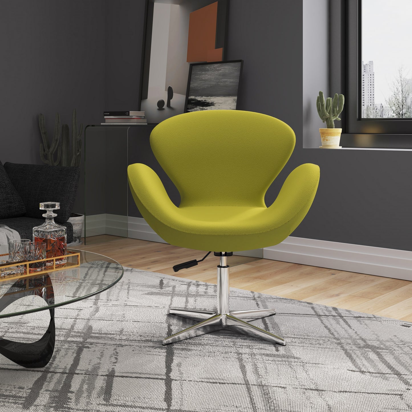 Swivel Lounge Chair in Green - Modern Comfort & Style