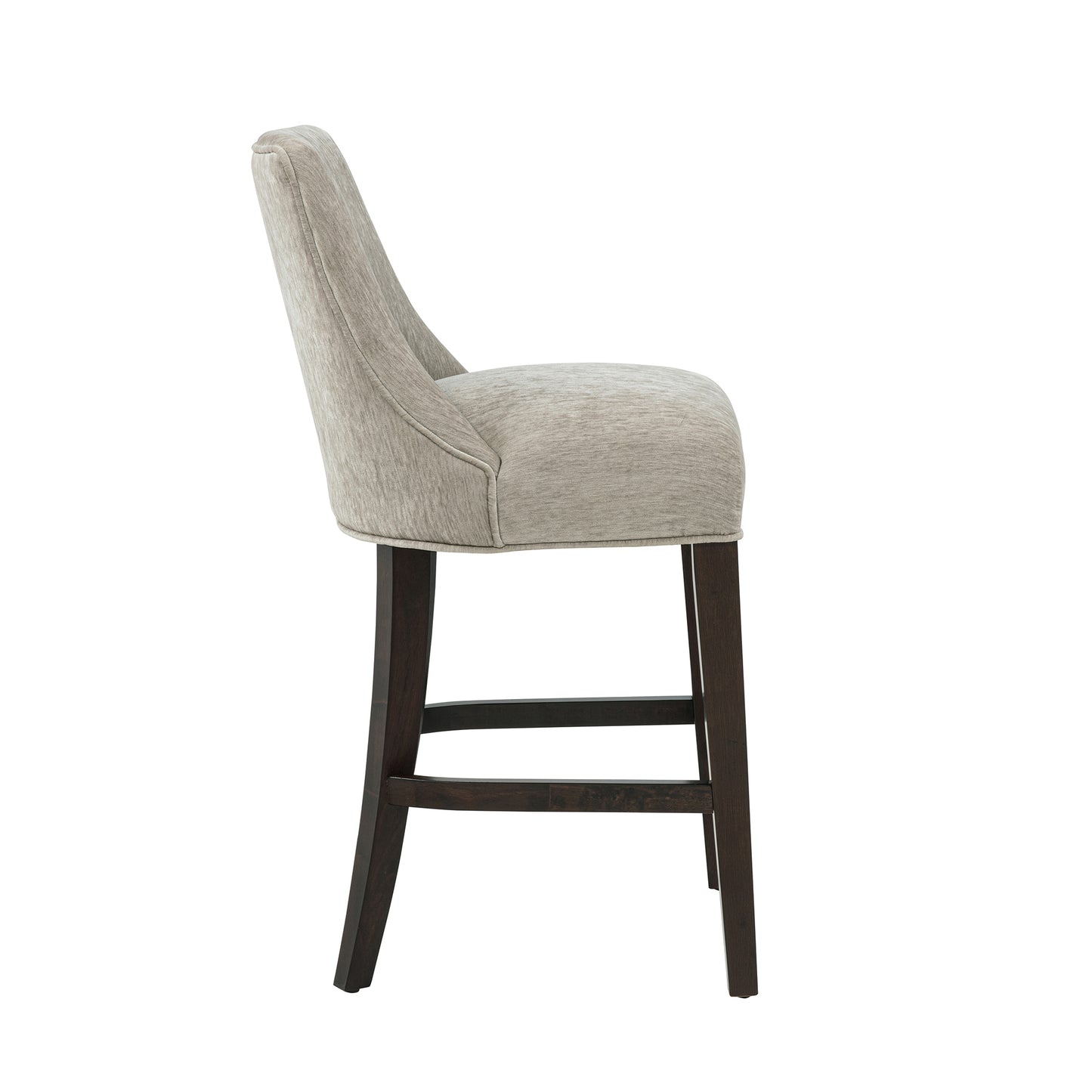 Taupe Rubber Wood Counter Stool with Backrest for Living Room