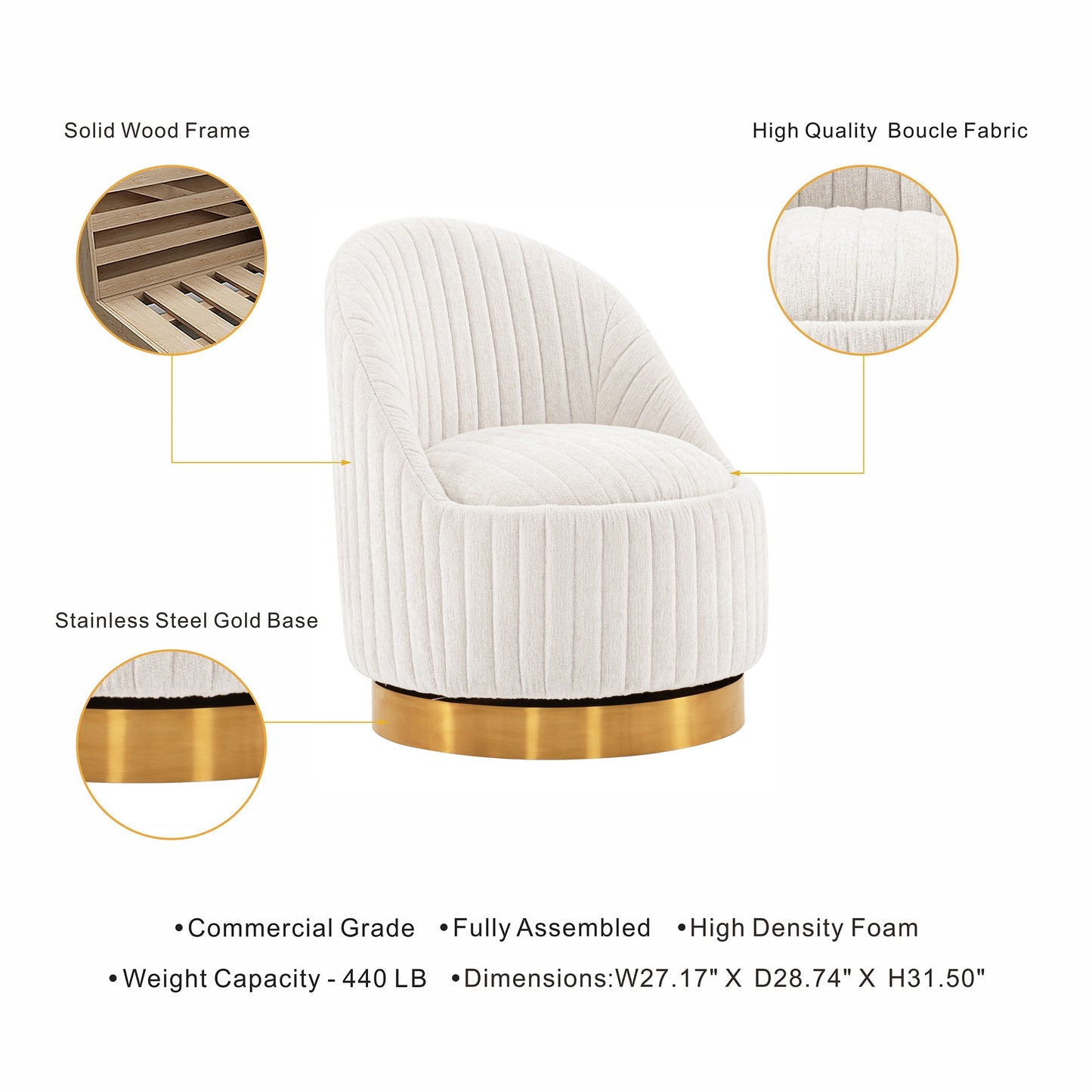 Cream Swivel Lounge Chair - Modern Comfort & Style