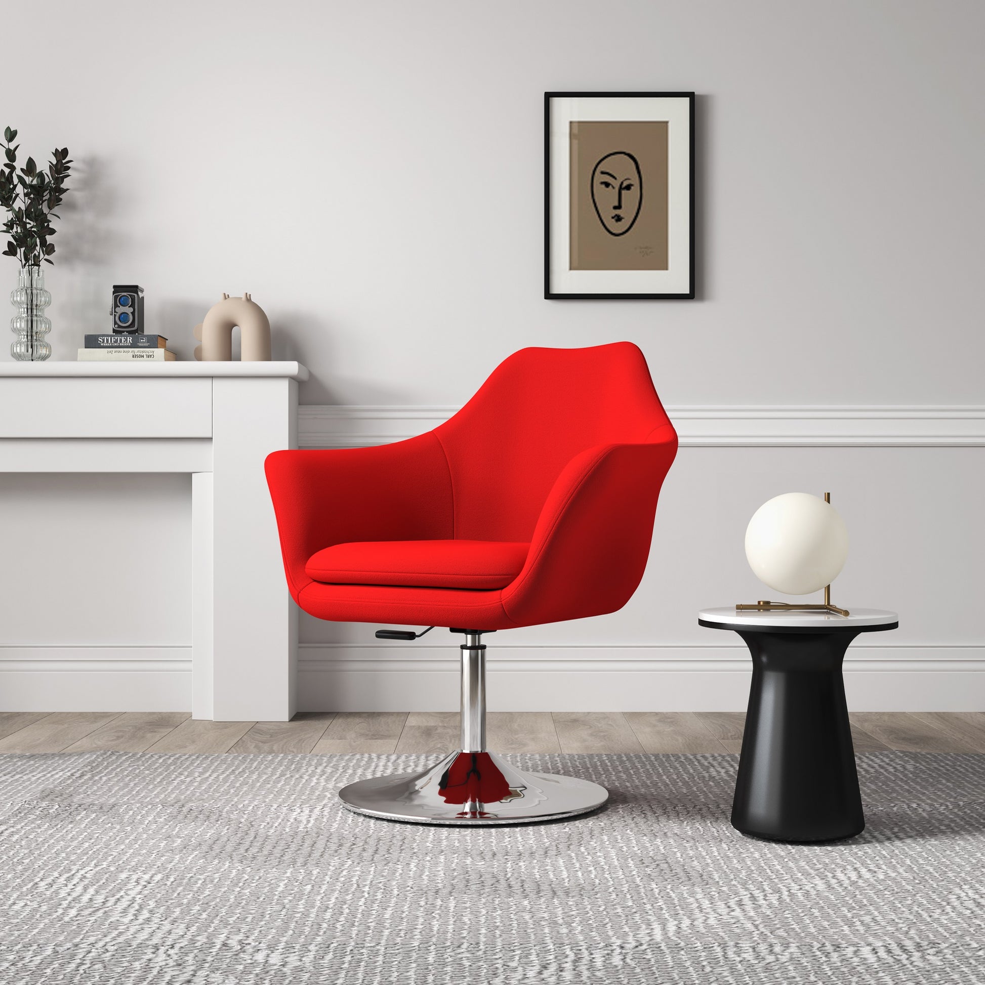 Red Swivel Lounge Chair - Modern Comfort & Style
