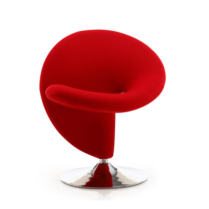 Red Swivel Lounge Chair - Modern Metal Accent