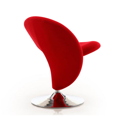 Red Swivel Lounge Chair - Modern Metal Accent