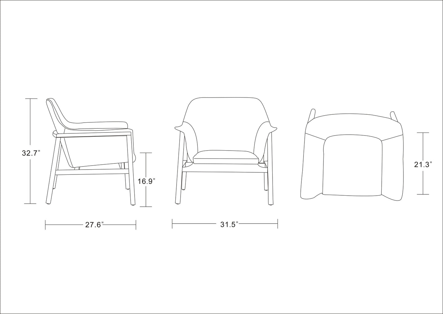 Grey Linen Accent Armchair - Mid-Century Modern Style for Living Room