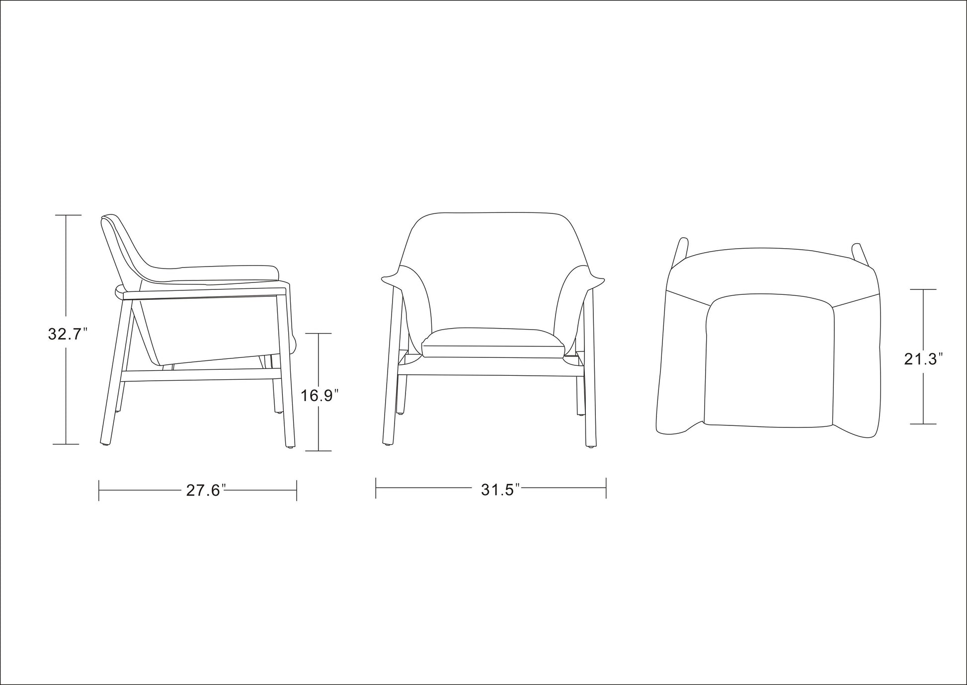 Grey Linen Accent Armchair - Mid-Century Modern Style for Living Room