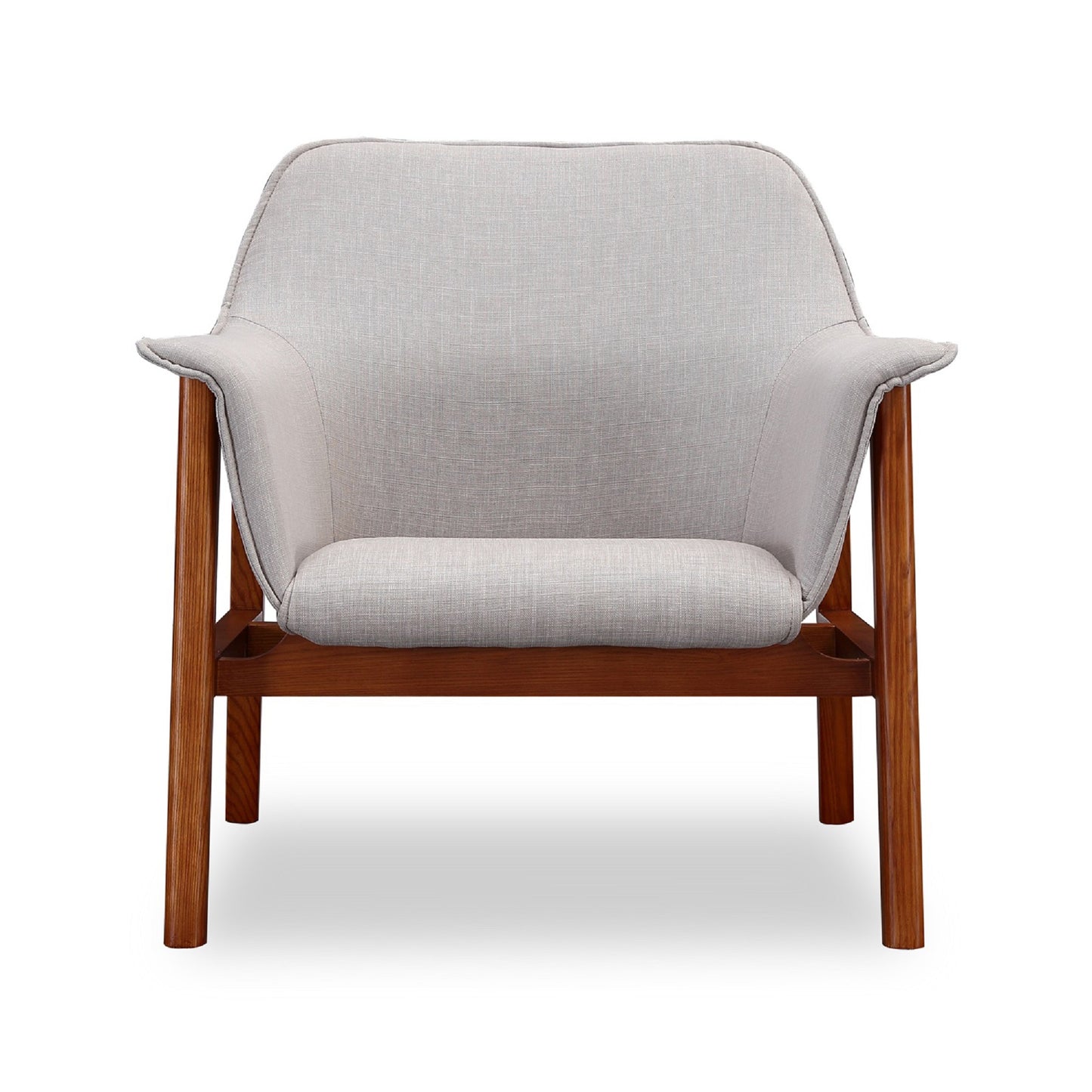 Grey Linen Accent Armchair - Mid-Century Modern Style for Living Room