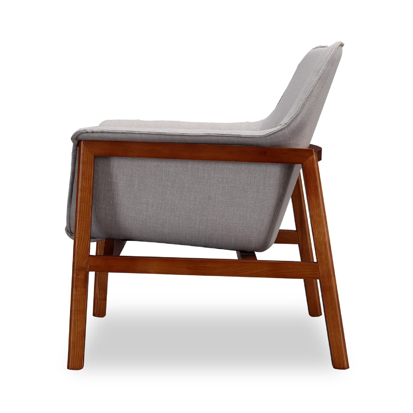 Grey Linen Accent Armchair - Mid-Century Modern Style for Living Room