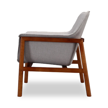Grey Linen Accent Armchair - Mid-Century Modern Style for Living Room