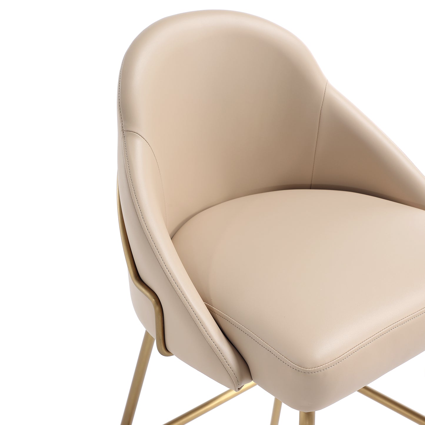 Tan & Gold Steel Counter Stool with Backseat - 22" for Living Room