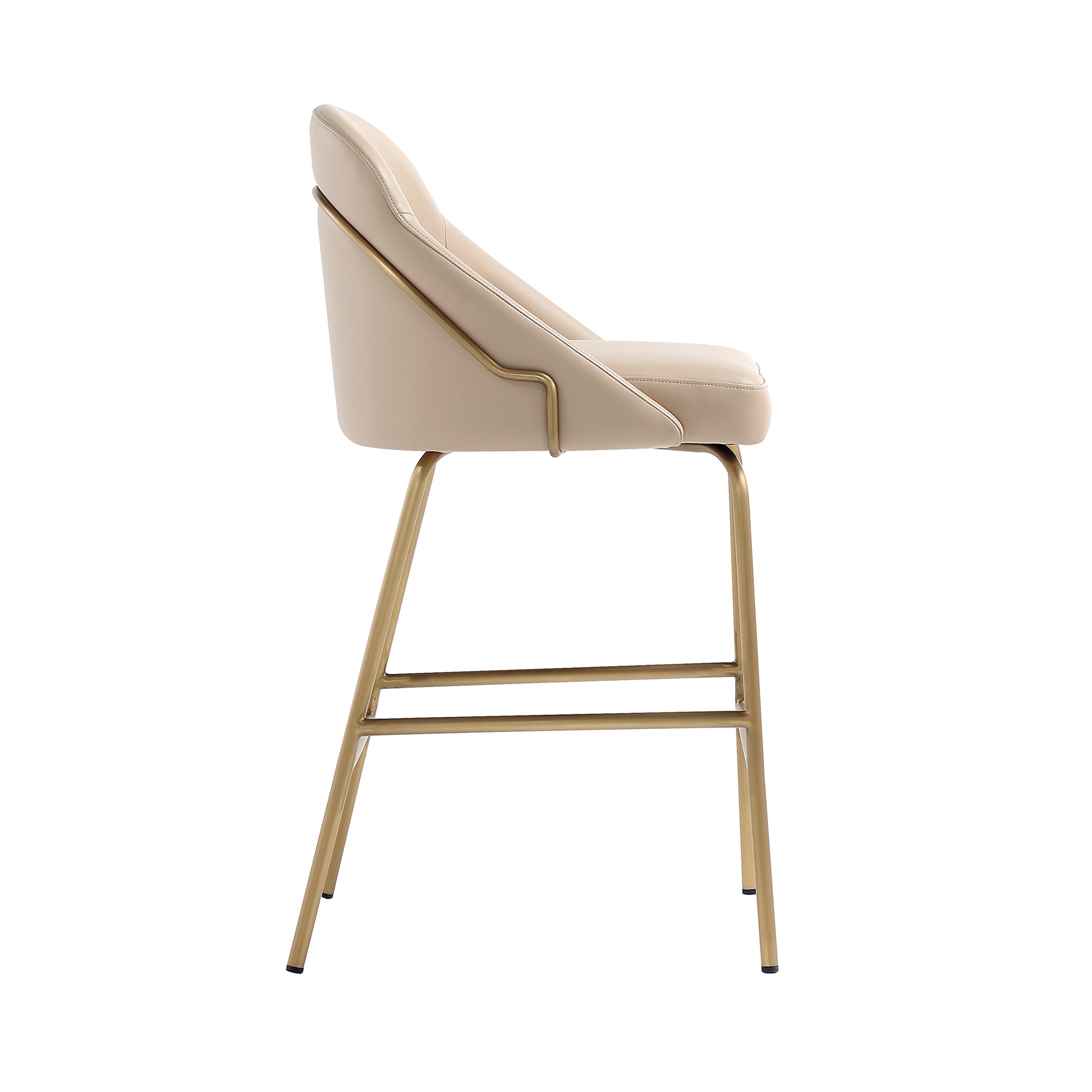 Tan & Gold Steel Counter Stool with Backseat - 22" for Living Room