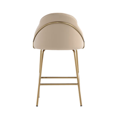 Tan & Gold Steel Counter Stool with Backseat - 22" for Living Room