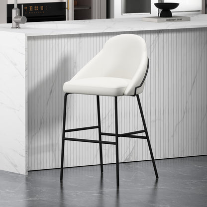 Modern Stainless Steel Barstool in White Black Leatherette for Living Room