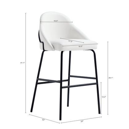 Modern Stainless Steel Barstool in White Black Leatherette for Living Room