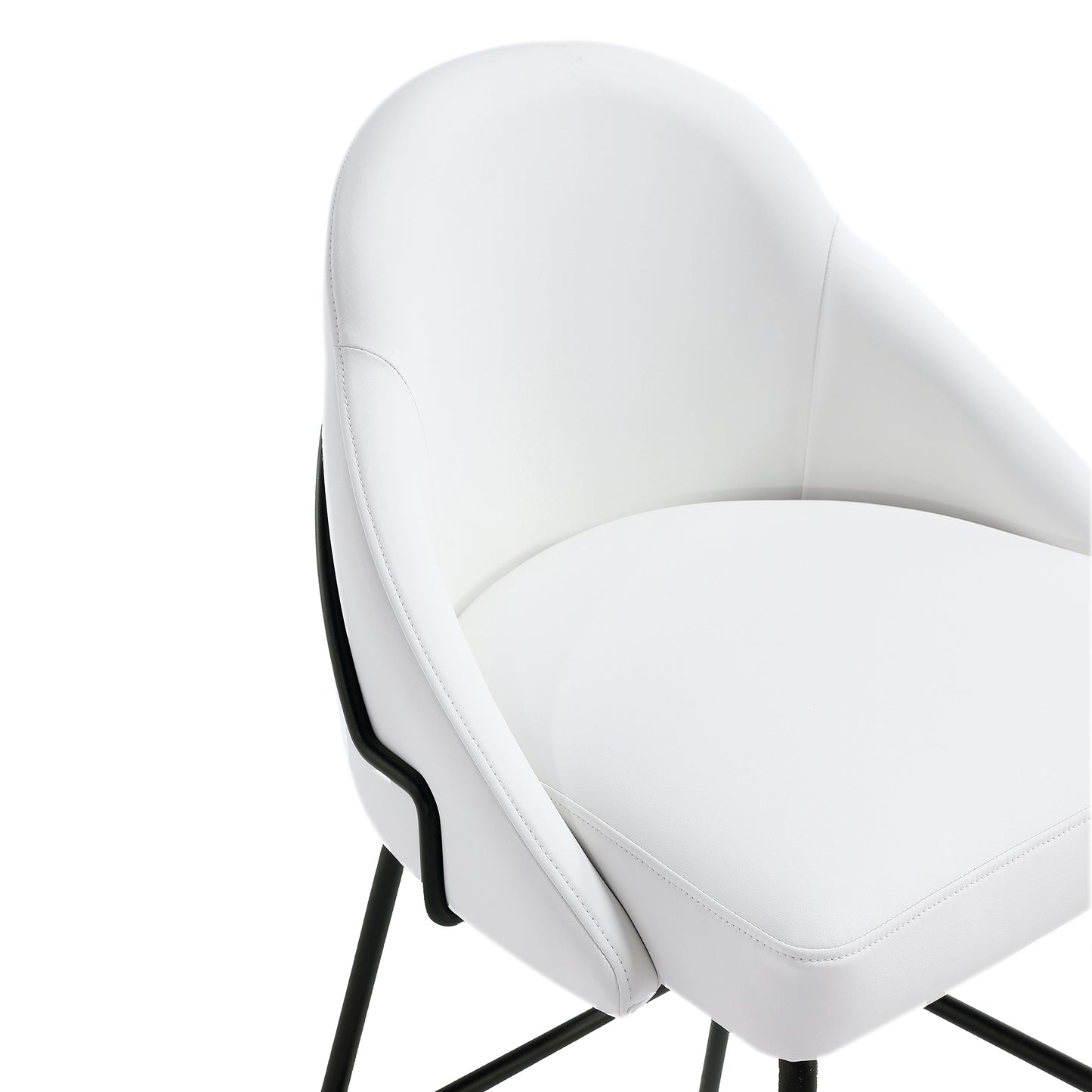 Modern Stainless Steel Barstool in White Black Leatherette for Living Room