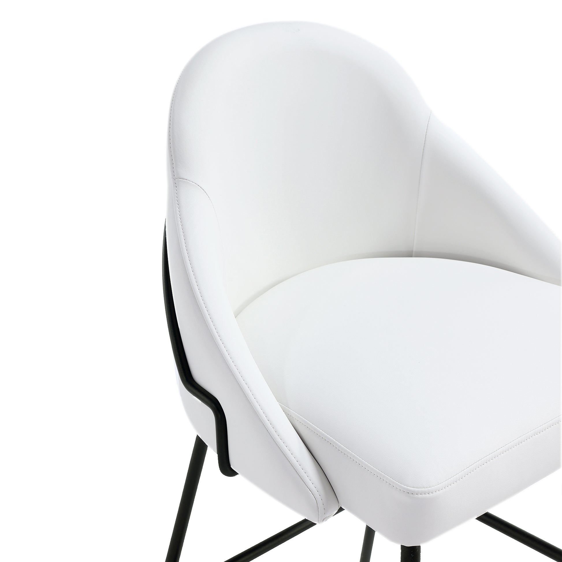 Modern Stainless Steel Barstool in White Black Leatherette for Living Room