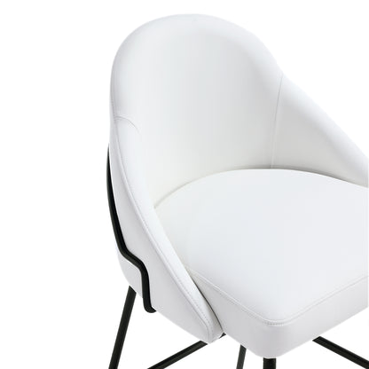 Modern Stainless Steel Barstool in White Black Leatherette for Living Room