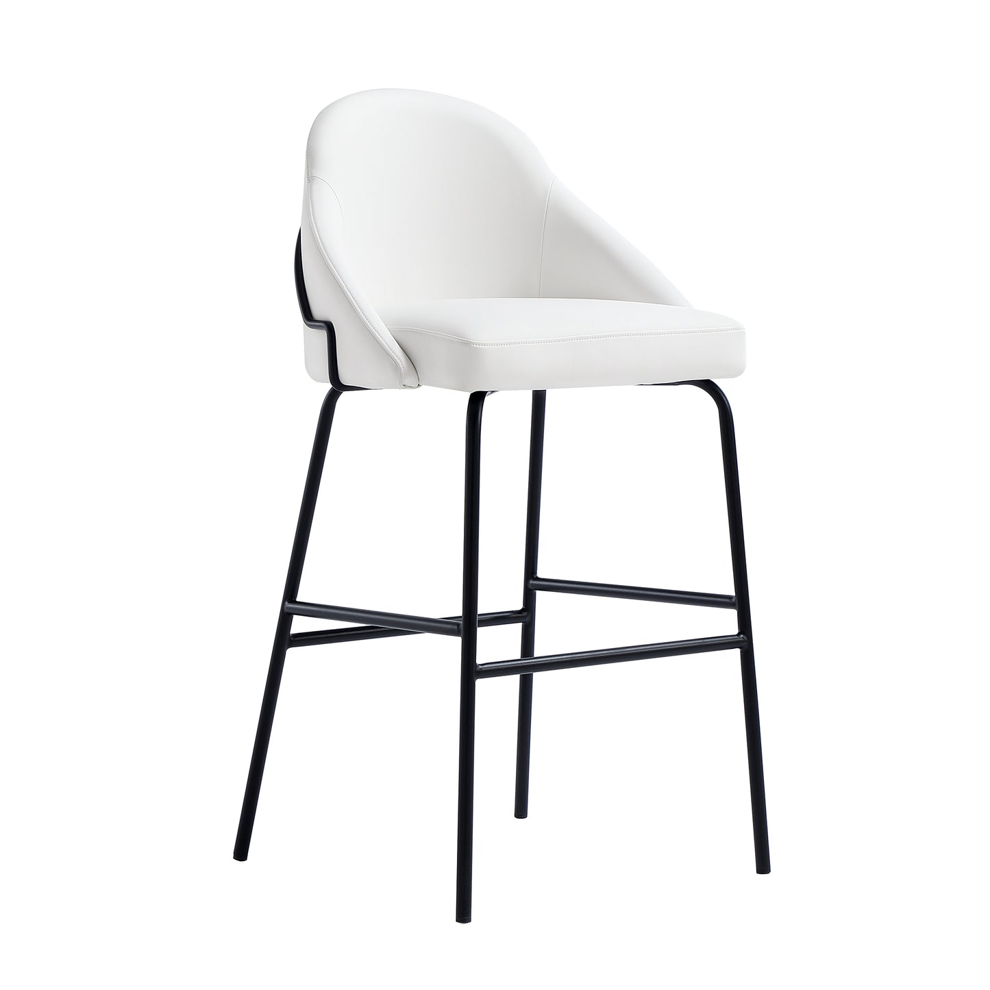 Modern Stainless Steel Barstool in White Black Leatherette for Living Room