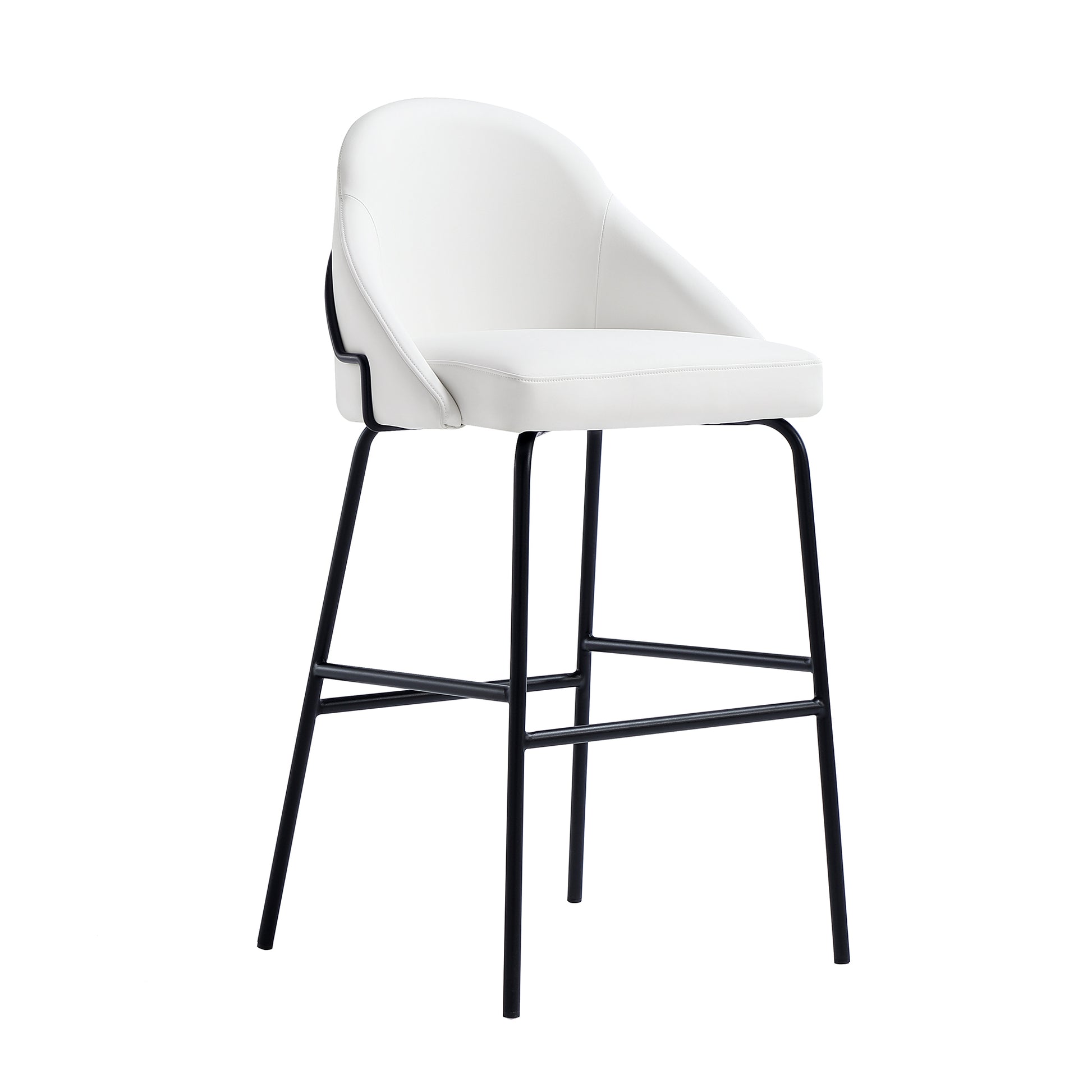 Modern Stainless Steel Barstool in White Black Leatherette for Living Room