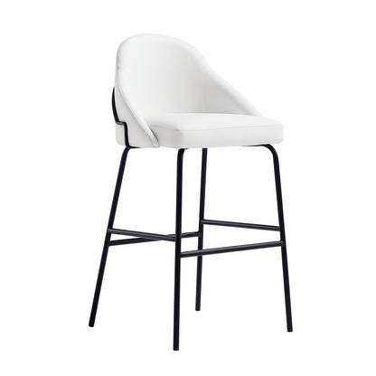 Modern Stainless Steel Barstool in White Black Leatherette for Living Room