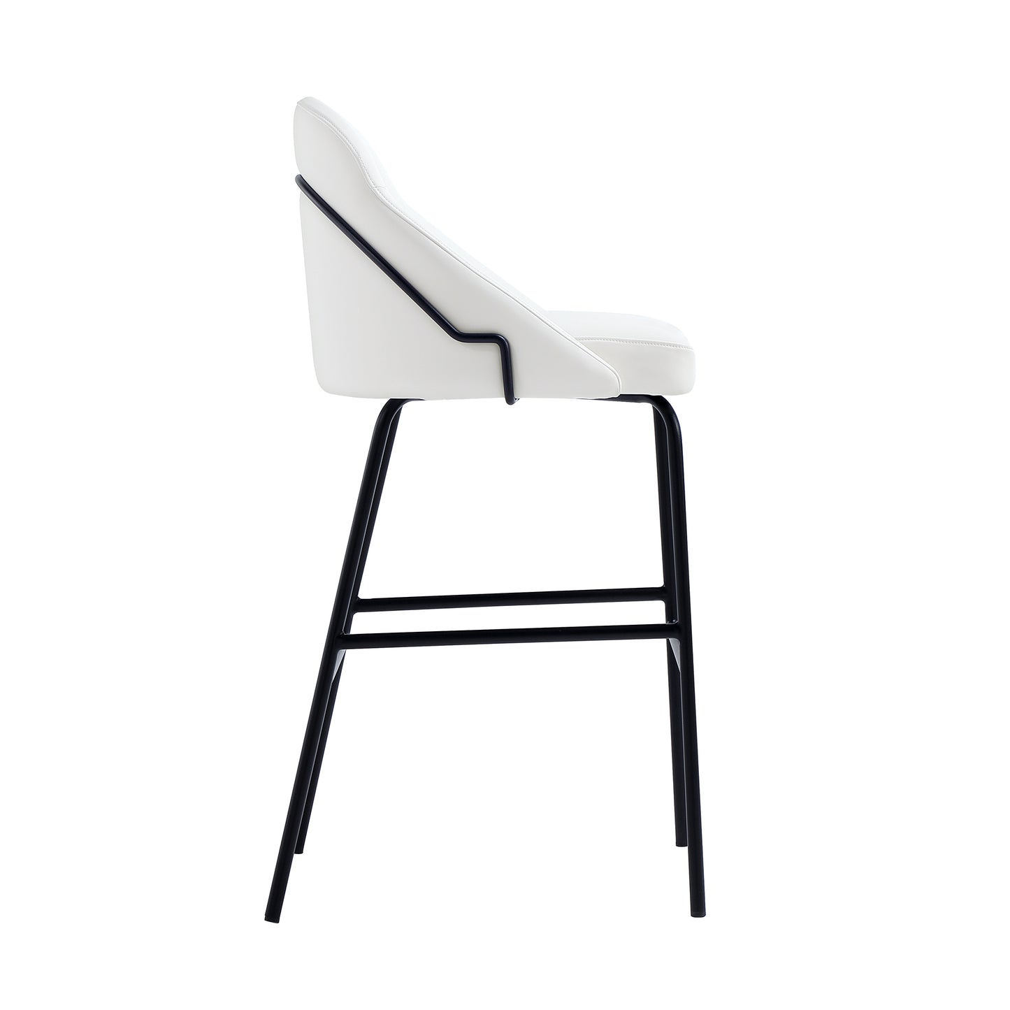 Modern Stainless Steel Barstool in White Black Leatherette for Living Room