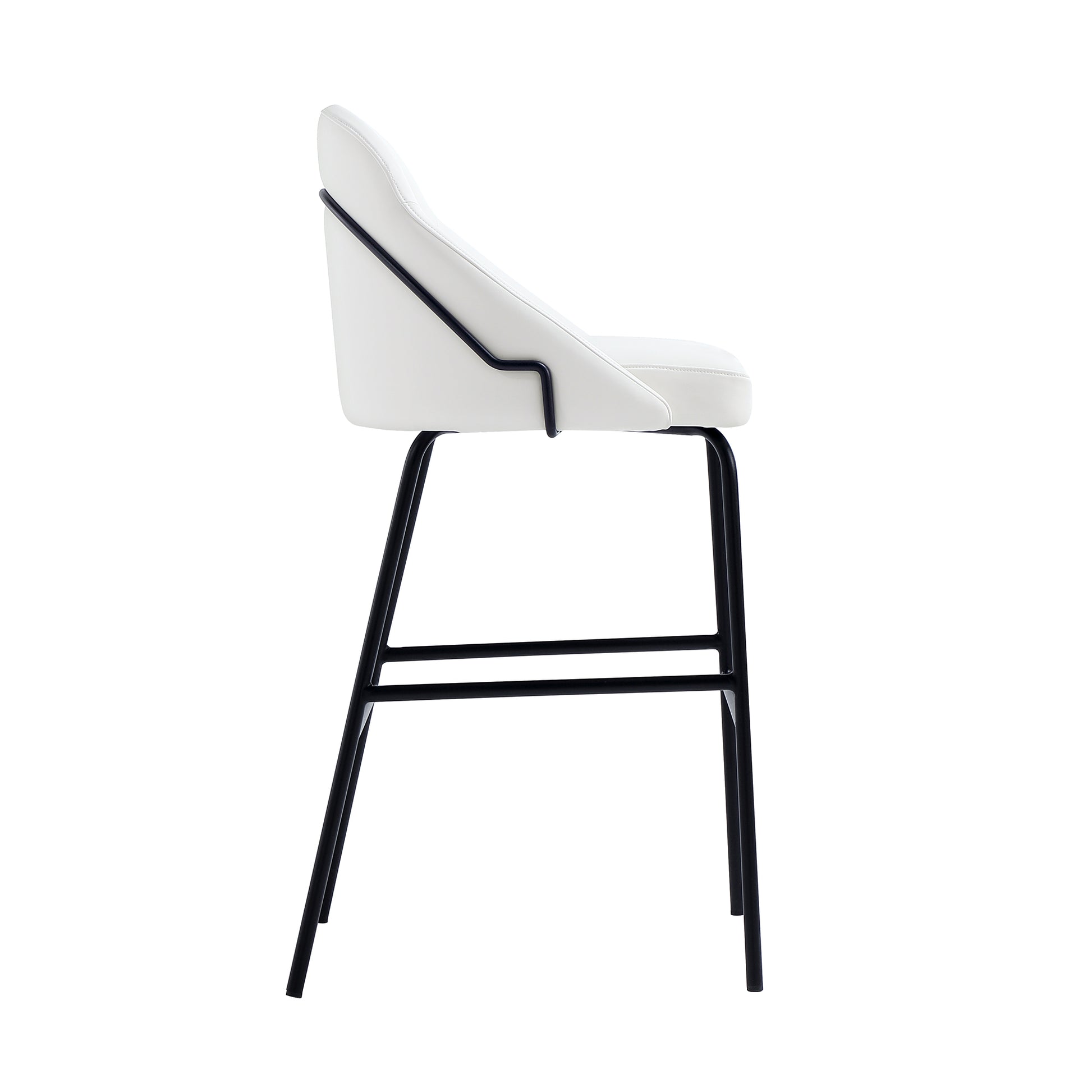 Modern Stainless Steel Barstool in White Black Leatherette for Living Room