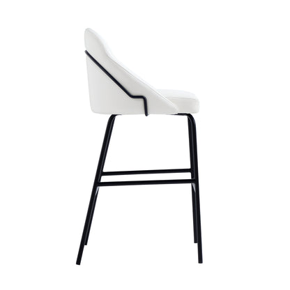 Modern Stainless Steel Barstool in White Black Leatherette for Living Room