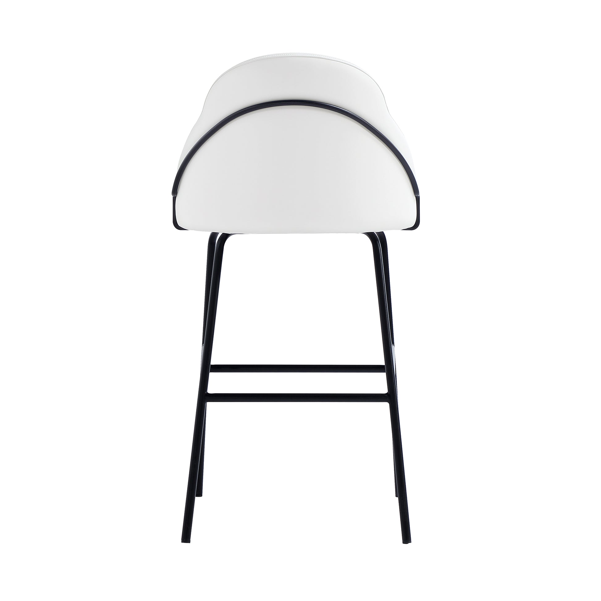 Modern Stainless Steel Barstool in White Black Leatherette for Living Room