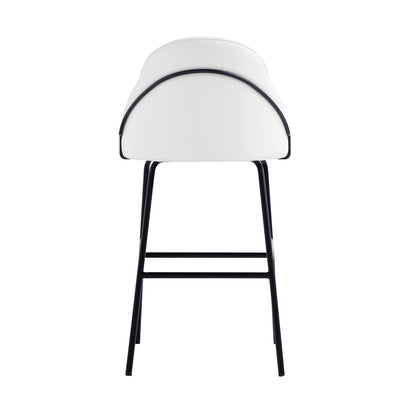 Modern Stainless Steel Barstool in White Black Leatherette for Living Room