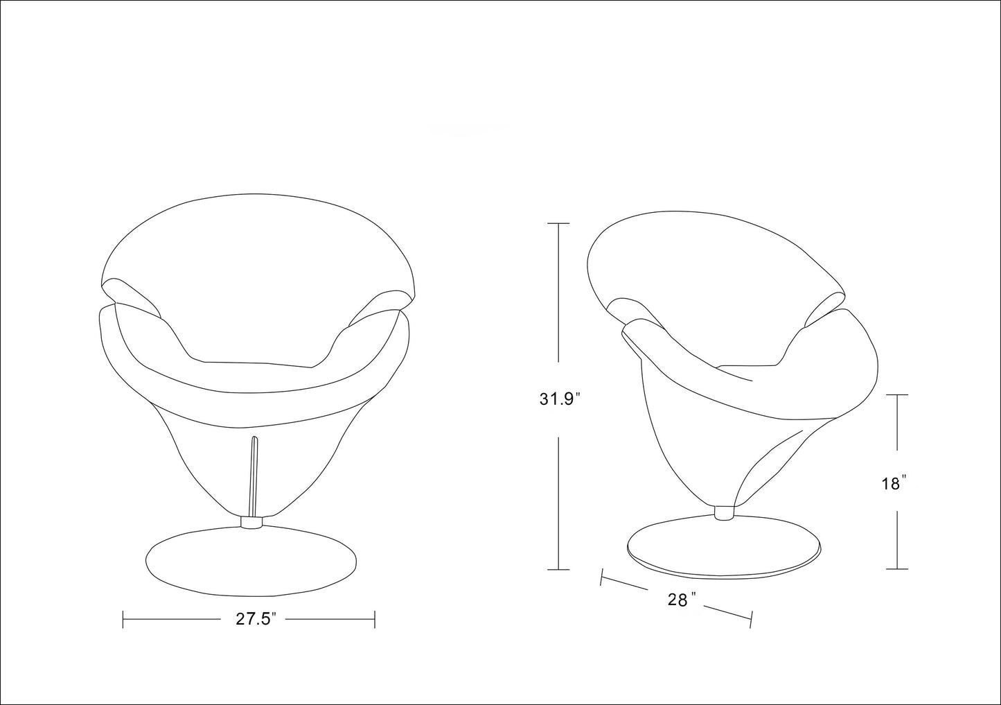 White Swivel Lounge Chair - Metal & Velvet for Living Room
