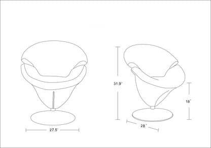 White Swivel Lounge Chair - Metal & Velvet for Living Room