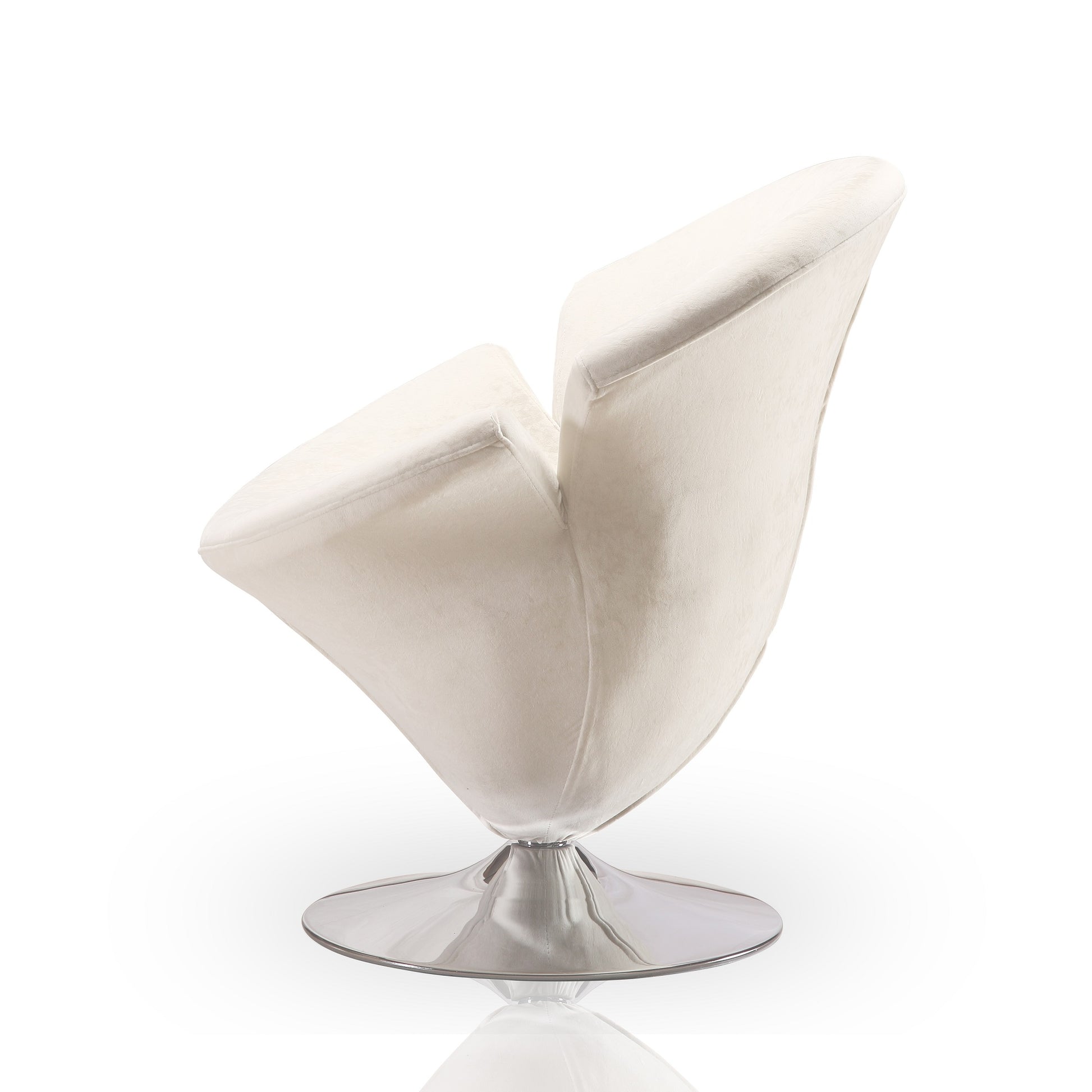 White Swivel Lounge Chair - Metal & Velvet for Living Room