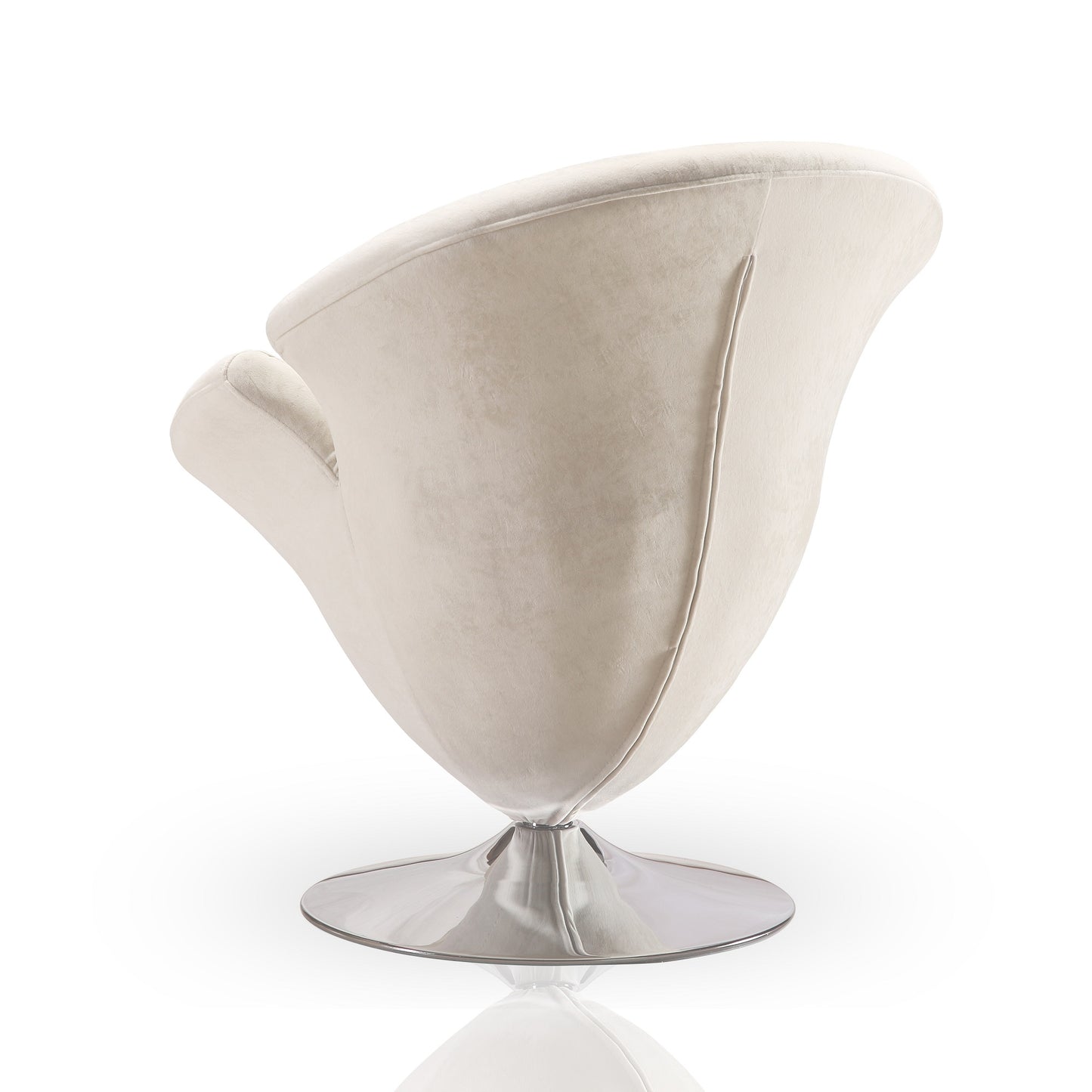 White Swivel Lounge Chair - Metal & Velvet for Living Room