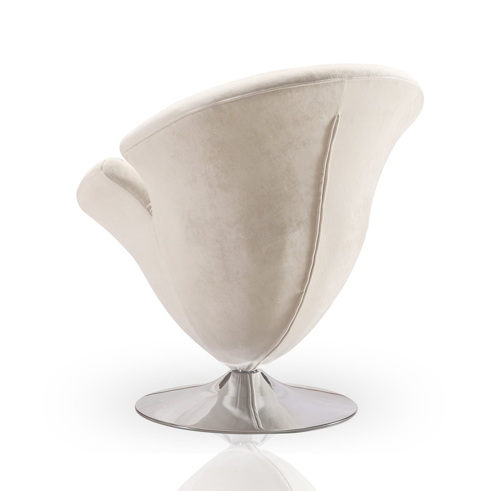 White Swivel Lounge Chair - Metal & Velvet for Living Room