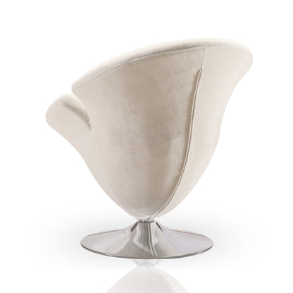 White Swivel Lounge Chair - Metal & Velvet for Living Room