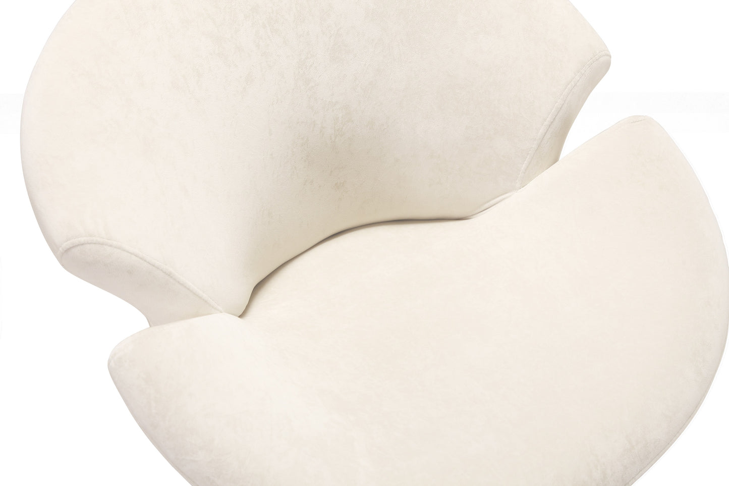 White Swivel Lounge Chair - Metal & Velvet for Living Room