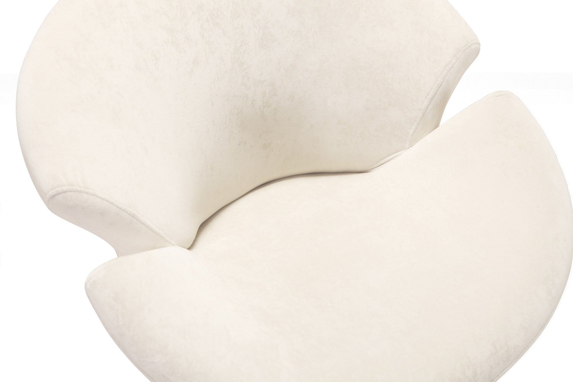 White Swivel Lounge Chair - Metal & Velvet for Living Room