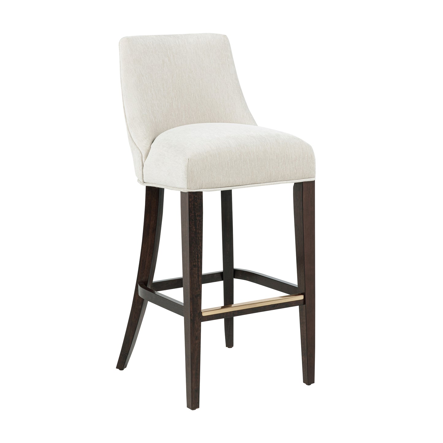 Cream Rubber Wood Barstool with Backrest - Kitchen Seating
