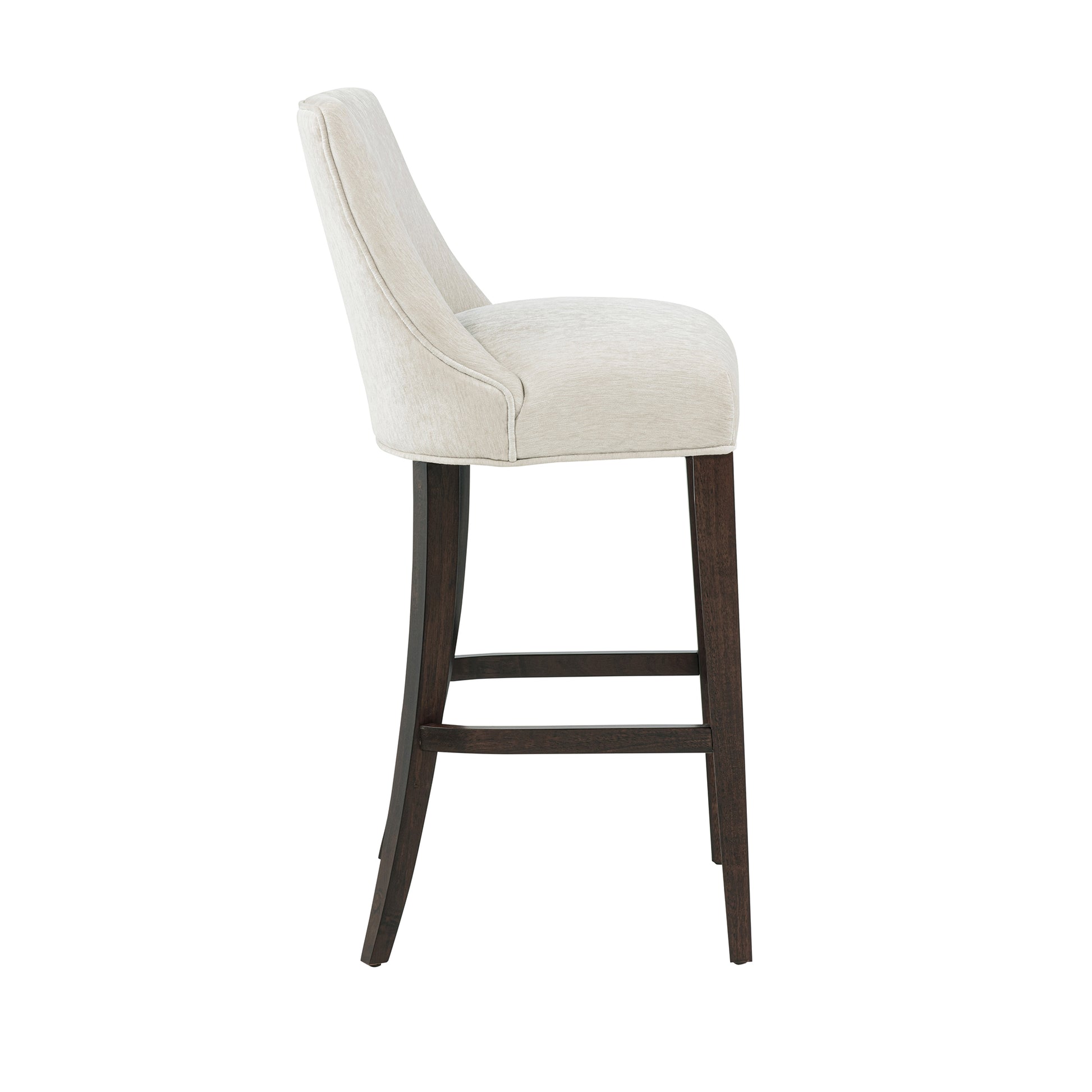 Cream Rubber Wood Barstool with Backrest - Kitchen Seating