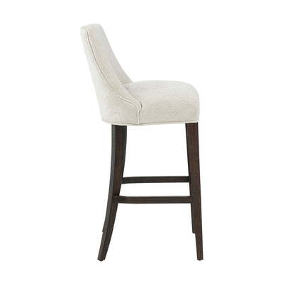 Cream Rubber Wood Barstool with Backrest - Kitchen Seating