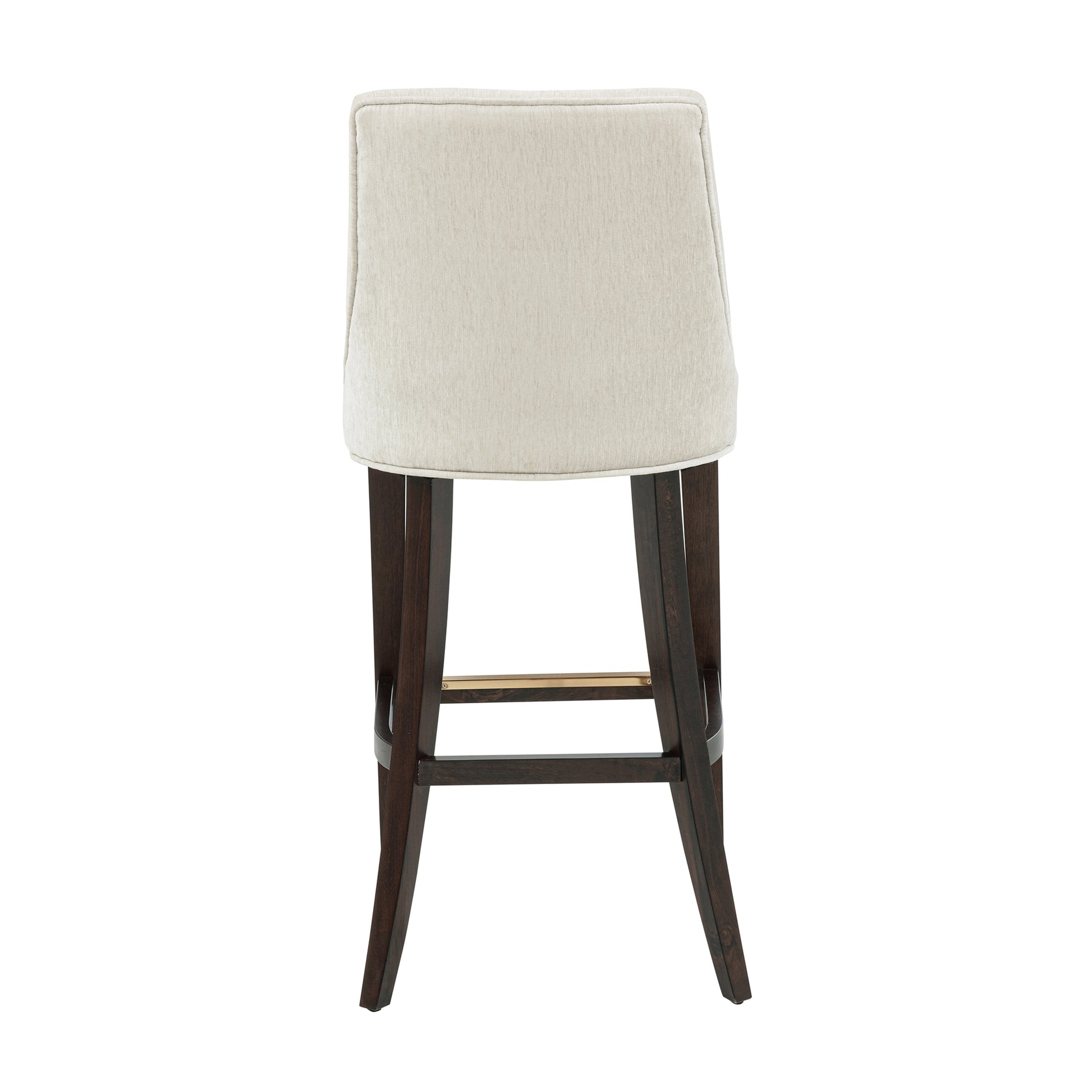 Cream Rubber Wood Barstool with Backrest - Kitchen Seating